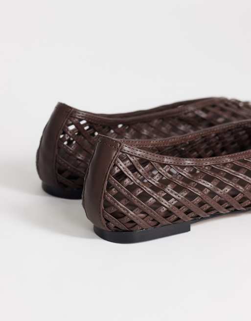 Topshop Luna woven ballet flat in chocolate, 4 of 4