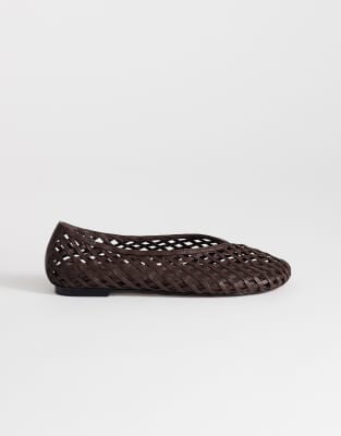 Topshop Luna Woven Ballet Flats In Multi