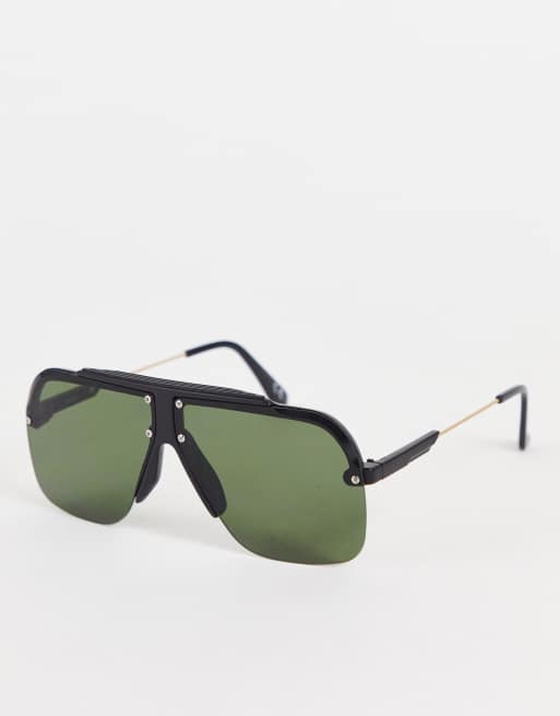 Topshop - Lunettes de soleil aviateur effet color block - Noir