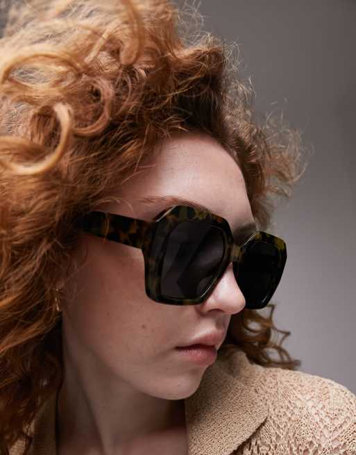 Topshop - Lunettes de soleil carrées arrondies à motif écailles de tortue