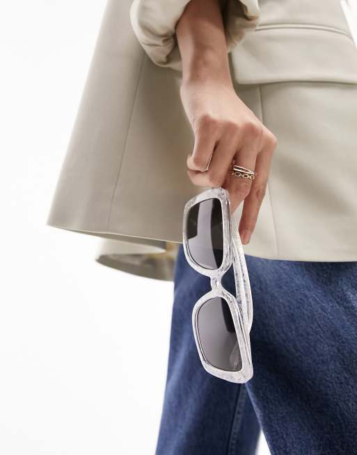 Topshop - Lunettes de soleil carrées évasées - Blanc, 2 de 4