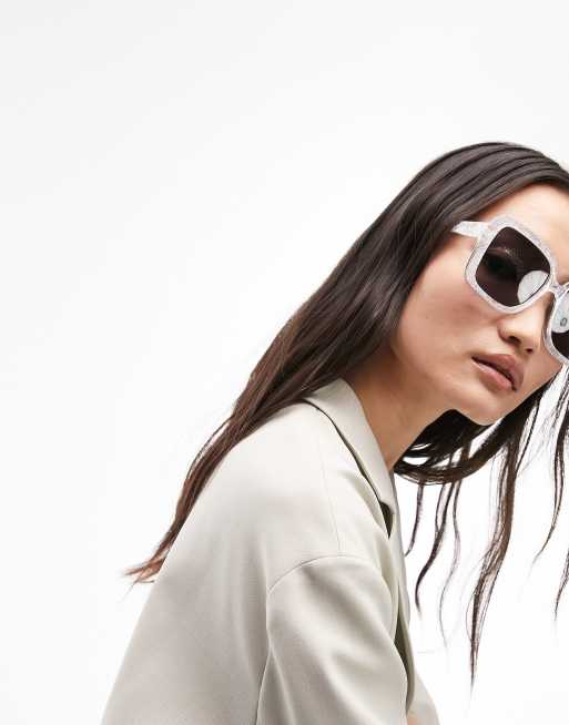 Topshop - Lunettes de soleil carrées évasées - Blanc, 3 de 4