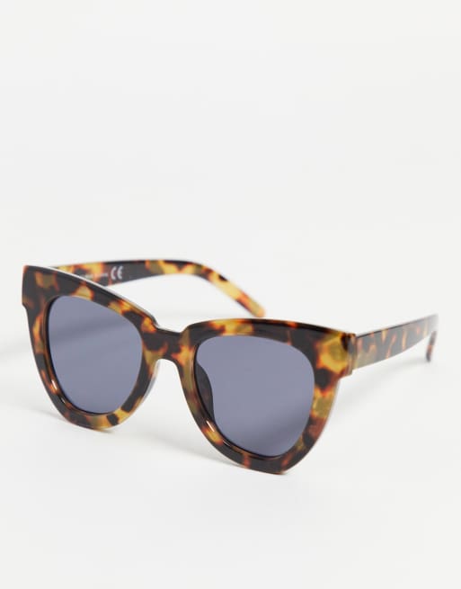 Topshop - Lunettes de soleil carrées oversize à verres bleus - Écaille de tortue