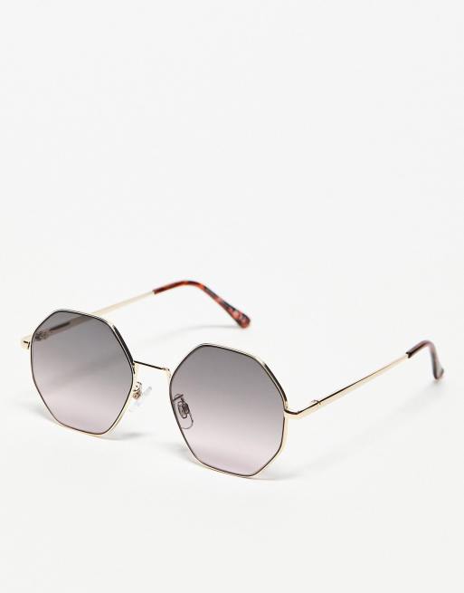 Topshop Lunettes de soleil en m tal avec fine monture hexagonale