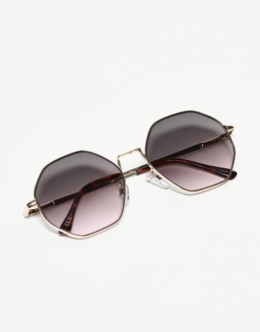 Topshop Lunettes de soleil en m tal avec fine monture hexagonale