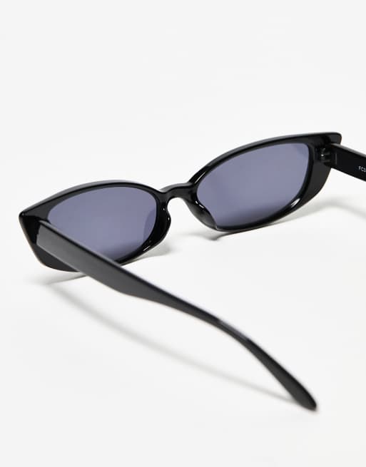 Topshop - Lunettes de soleil fines à monture œil de chat arrondie - Noir, 2 de 4