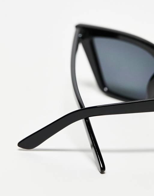 Topshop - Lunettes de soleil oversize à monture œil de chat angulaire - Noir, 3 de 4