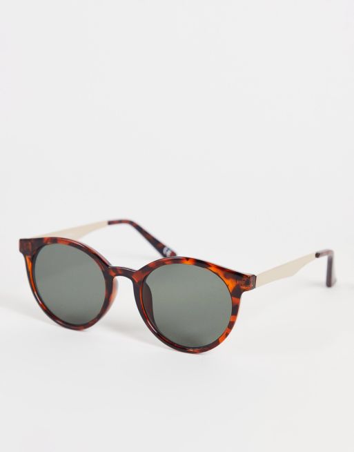 Topshop - Lunettes de soleil rondes en plastique - Écaille de tortue