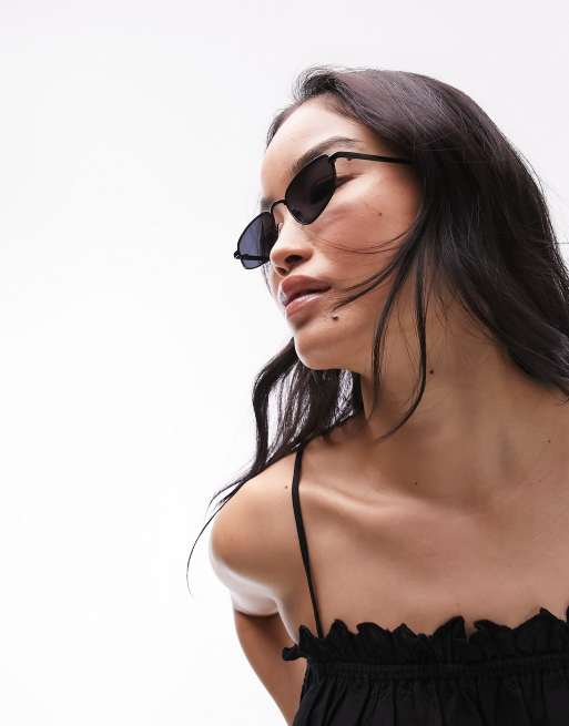 Topshop – Lupin – Czarne prostokątne okulary przeciwsłoneczne, 2 z 4