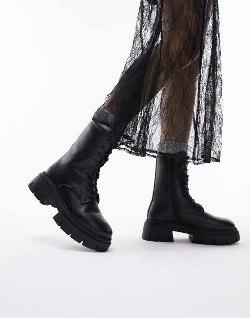 Topshop - Lydia - Bottes chunky larges à lacets - Noir, 4 de 4