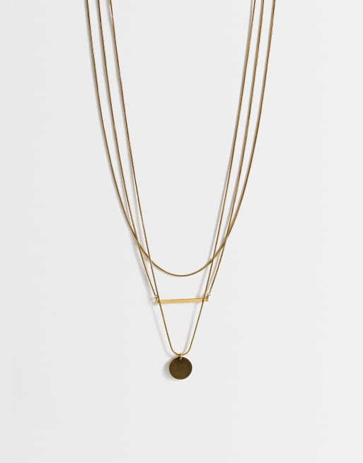 Topshop - Lyra - Confezione da 3 collane waterproof in acciaio inossidabile color oro, 1 di 4