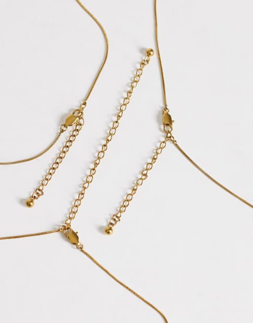 Topshop - Lyra - Pack de 3 collares dorados de acero inoxidable resistente al agua, 3 de 4