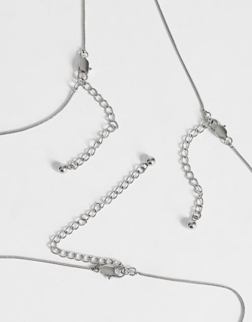 Topshop - Lyra - Pack de 3 collares plateados de acero inoxidable resistente al agua, 3 de 4