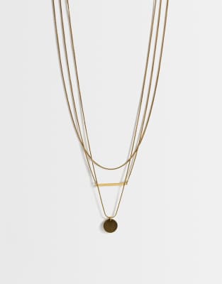Topshop Lyra Waterproof 3 Pack Necklaces In Gold