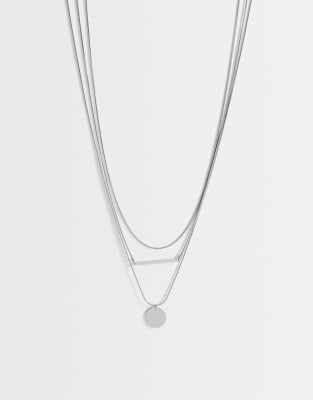 Topshop Lyra Waterproof 3 Pack Necklaces In Silver