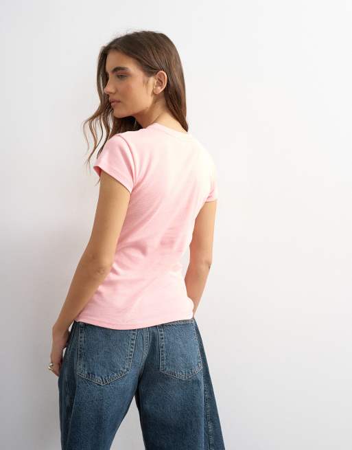 Topshop - Lyserød hverdags-T-shirt, 3 af 4