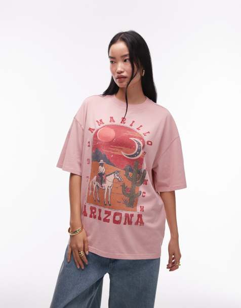 Topshop - Lyserød og oversized T-shirt med "Arizona"-grafik - view 1