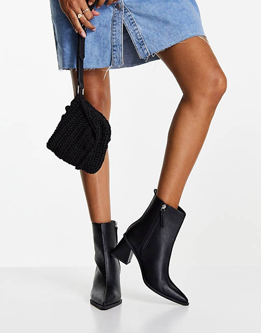 Women Boots/Topshop Maci point mid heel ankle boot in black 