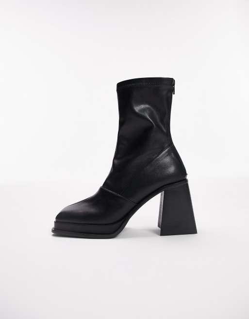 Sock boot hot sale block heel