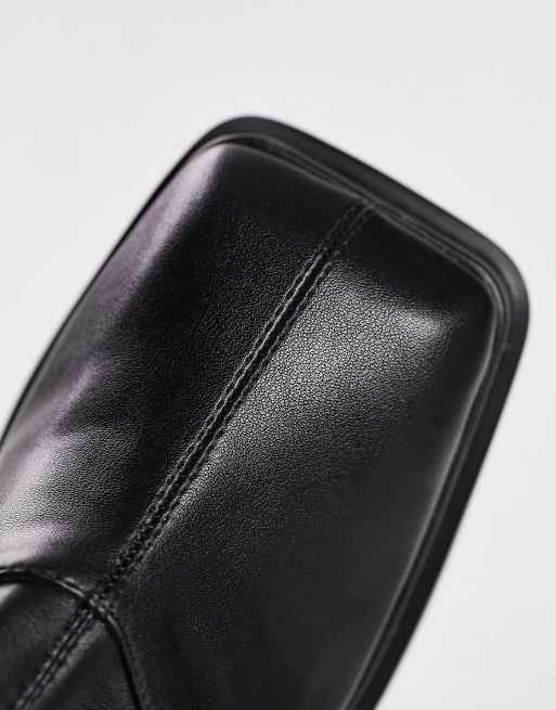 Topshop Maddie block heel sock boot in black, 3 of 4