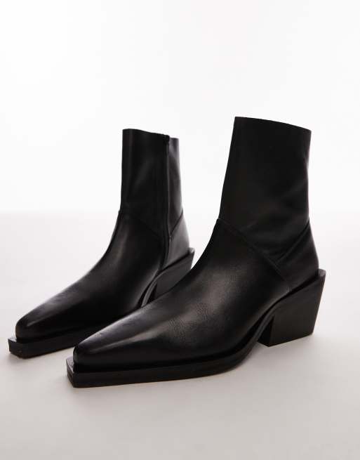Topshop - Maddy - Stivali in pelle neri stile western, 2 di 4
