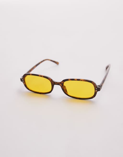 Topshop Madeira round sunglasses in yellow tort