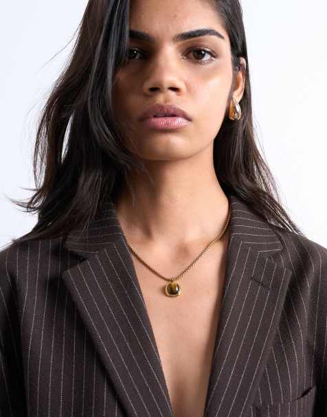 Topshop - Madison - Collier avec pendentif en acier inoxydable - Doré - view 1