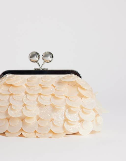 Topshop – Maeve – Kleine verzierte Clutch in Wollweiß, 4 von 4