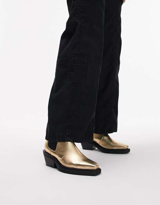 Gold boots topshop best sale