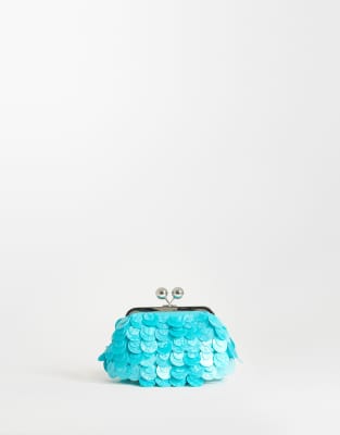 Topshop Maeve small embellished grab bag in turquoise