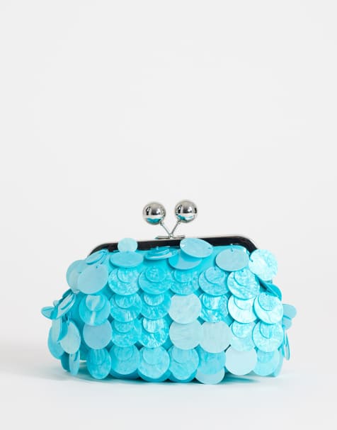 Topshop Maeve small embellished grab bag in turquoise - view 1