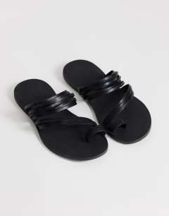 Maeve strappy toe loop sandal in black