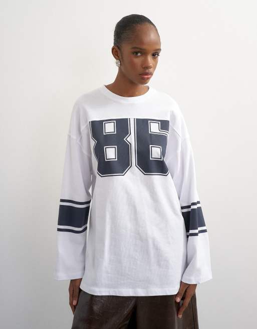 Topshop maglietta grafica skater a maniche lunghe '92' bianca, 2 di 4