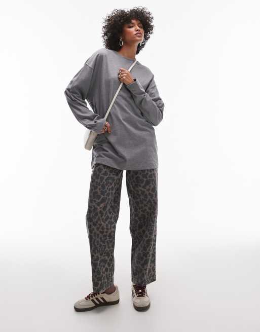 Topshop - Maglietta skater premium a maniche lunghe color antracite con cuciture