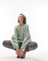 ASOS DESIGN - Maglione in maglia trasparente a righe lilla