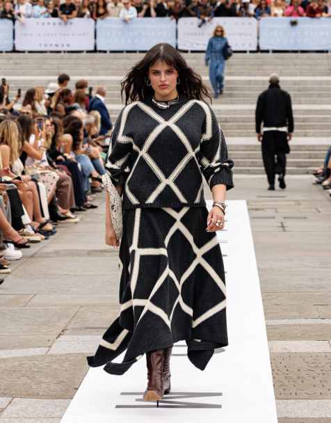 Topshop - Maglione lavorato color antracite a losanghe - view 1