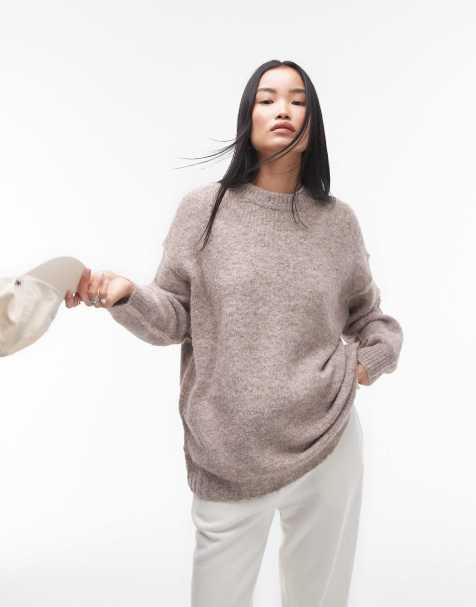 Topshop - Maglione oversize color avena con cuciture a contrasto a vista - view 1