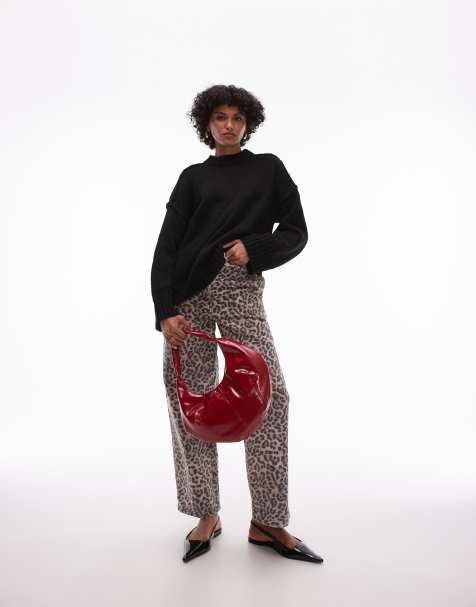 Topshop - Maglione oversize girocollo nero soffice con dettagli a coste e cuciture a vista - view 1
