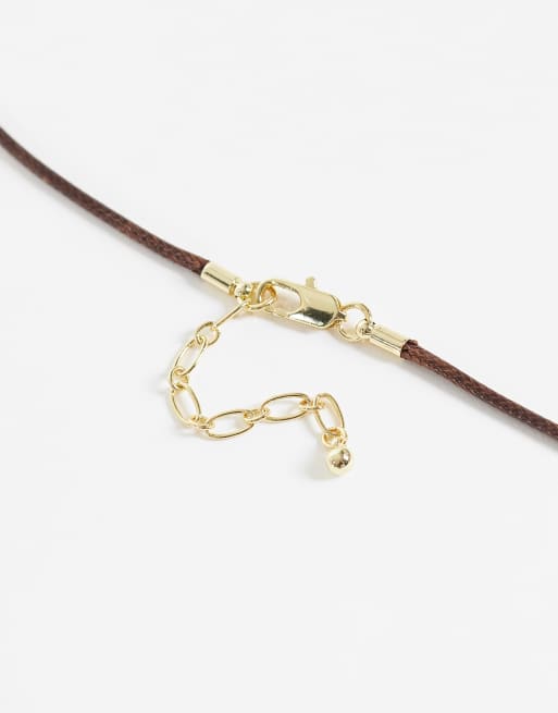 Topshop - Magnus - Collier en corde avec perle et pampille - Chocolat, 3 de 4