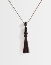 Topshop Magnus cord necklace with beads and tassel in chocolate