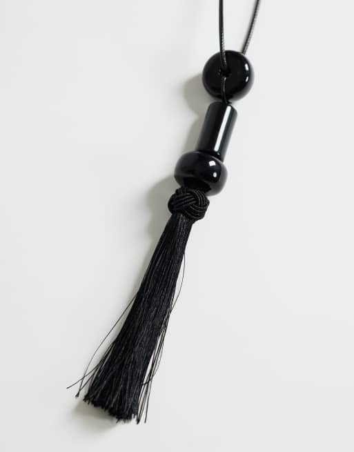 Topshop – Magnus – Kordelhalskette in Schwarz mit Perlen und Quasten, 4 von 4