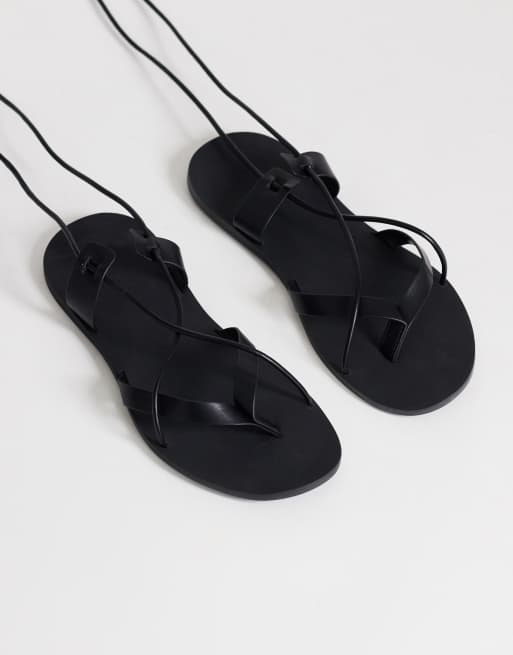 Topshop – Maisie – Czarne płaskie sandały z pasków, 2 z 4