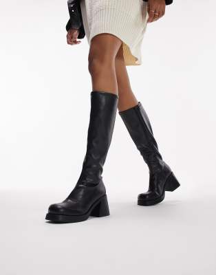Zwarte Suède-Look Overknee Laarzen met Blokhak