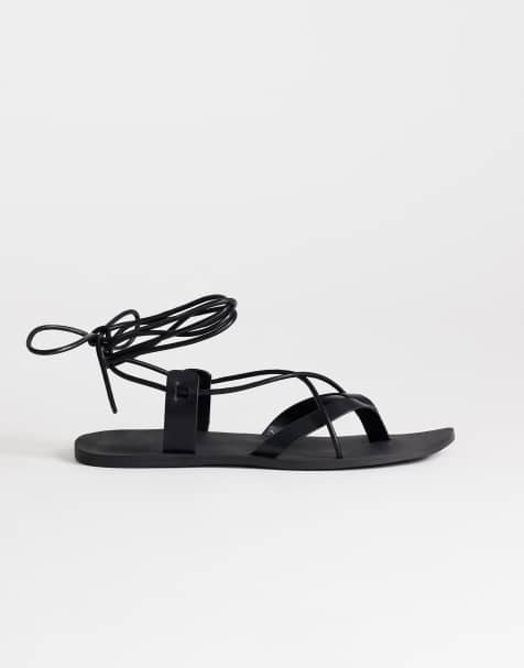 Topshop Maisie strappy flat sandals in black - view 1