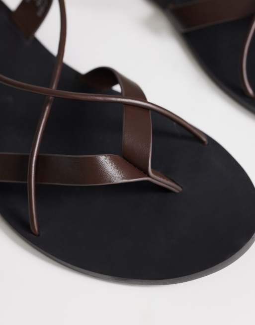 Topshop Maisie strappy flat sandals in chocolate, 4 of 4