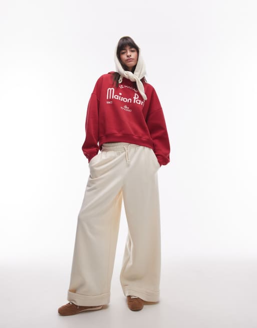 Topshop – Maison Paris – Oversize-Kapuzenpullover in Rot, 2 von 4