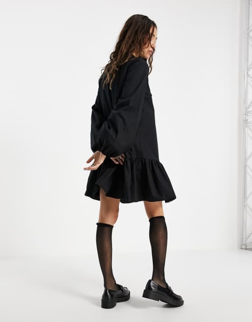 Topshop - Makkelijke poplin overhemdjurk in zwart , 4 van 4