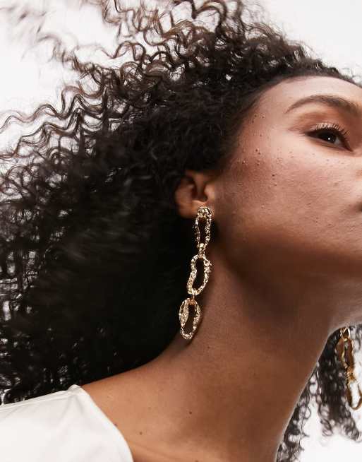 Topshop - Malaga - Orecchini pendenti a catenina color oro effetto fuso