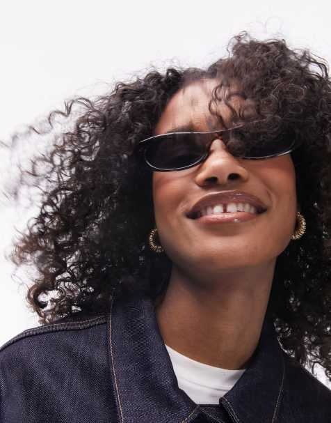 Topshop – Mallow – Schmale, ovale Sonnenbrille in Schildpatt-Optik - view 1