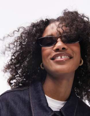 Topshop Topshop Mallow skinny oval sunglasses in tort-Brown